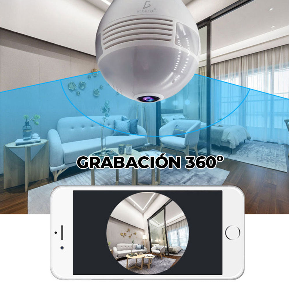 Camara Espia Tipo Foco con luz real Ip Wifi Foco 360 Vision Panoramic web25