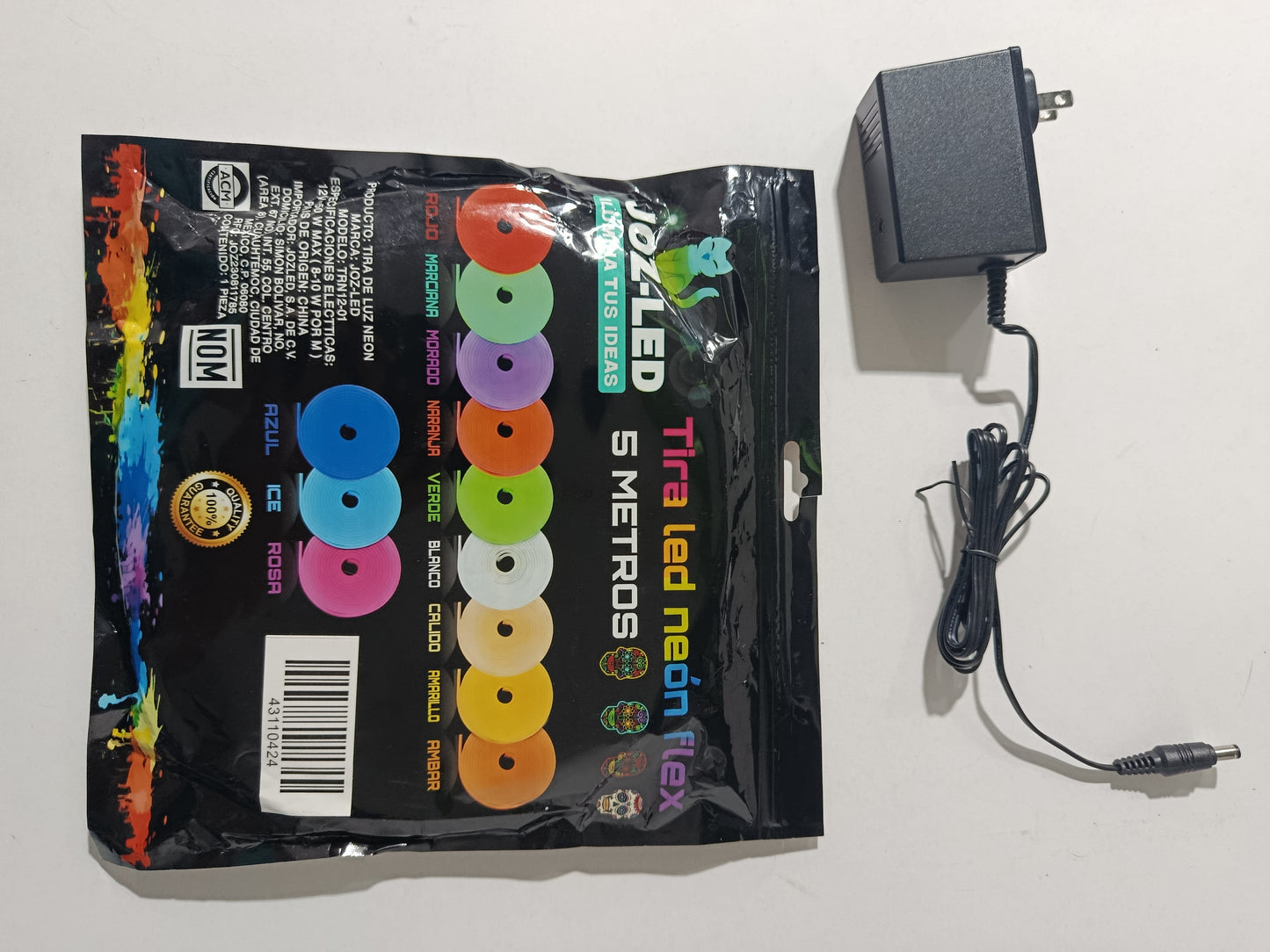 Tira led neon flexible 5 metros con eliminador