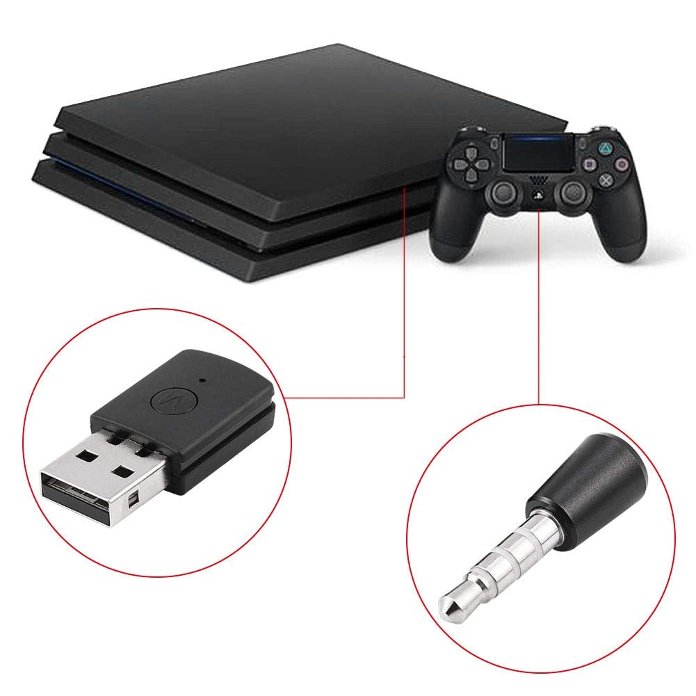 Micro Adaptador de Baja energía Receptor Bluetooth Receptor dongle y transmisores for PS4 Playstation, 2.79x1.38x0.79in