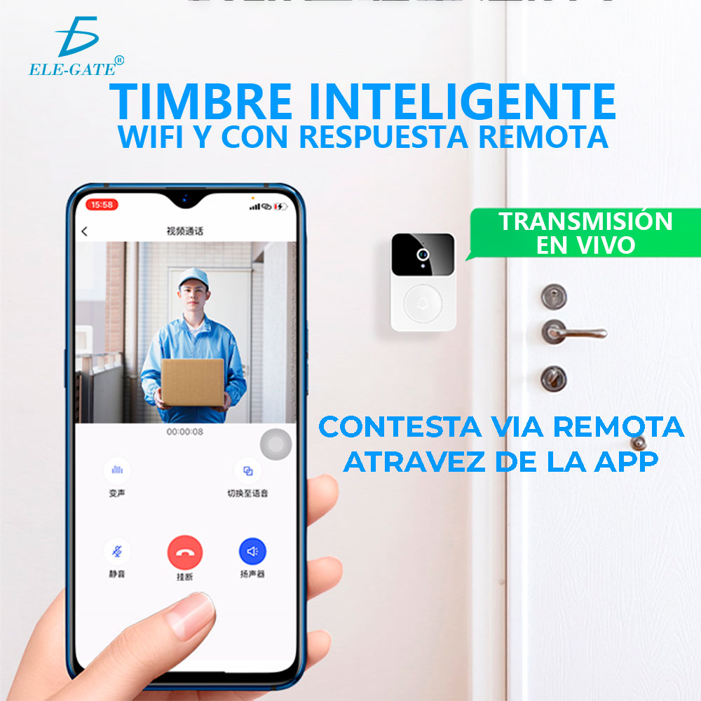 Timbre De Puerta Inalámbrico Con Mirilla Lcd Cámara Wifi HOG.X9