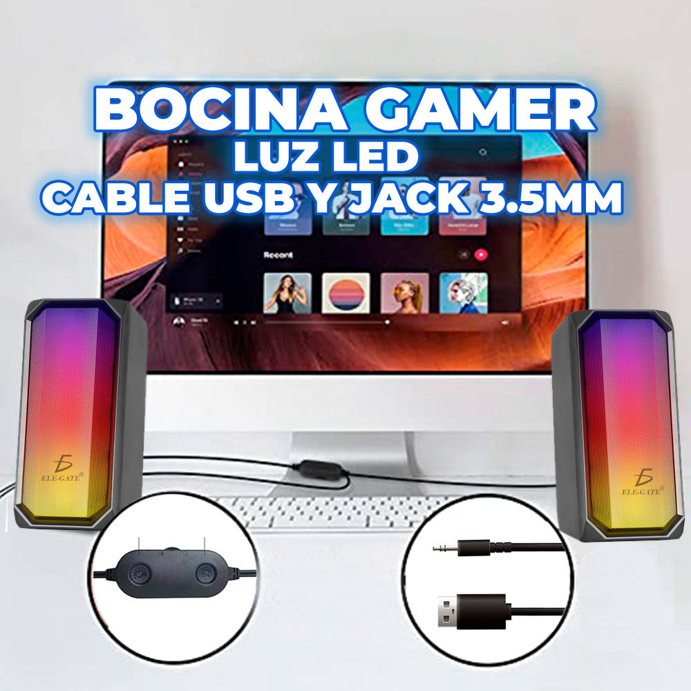 Bocina Para Usb 5w Altavoces De Pc Con Luz Led Cambio De Rgb Model:BC.Q5