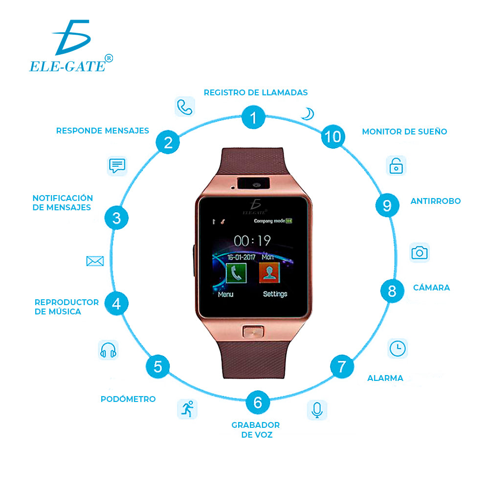 Reloj Celular Sim Smartwatch Dz09 Cámara Inteligente Android WCHDZ09