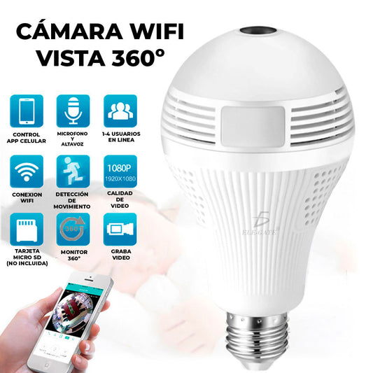 Camara Espia Tipo Foco con luz real Ip Wifi Foco 360 Vision Panoramic web25