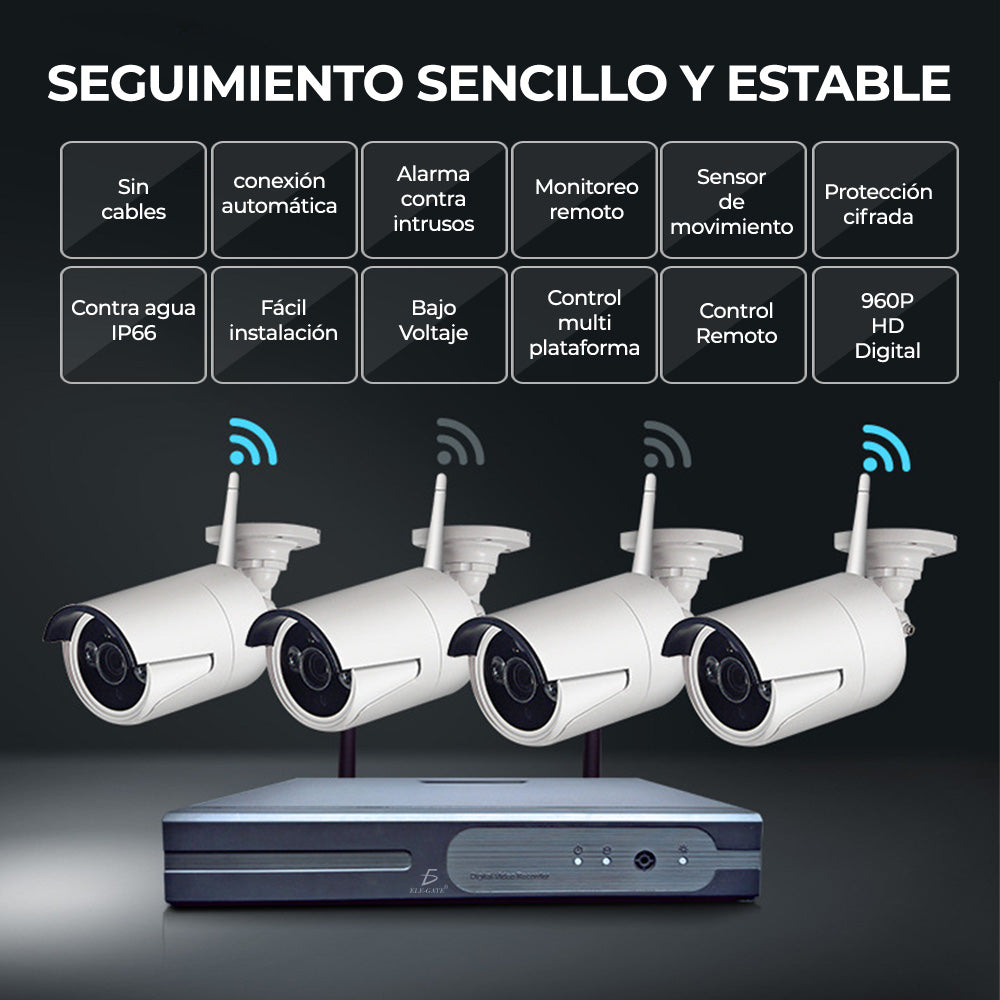 Kit De 4 Camaras Inalambricas Con Dvr para Seguridad Exterior WEB26