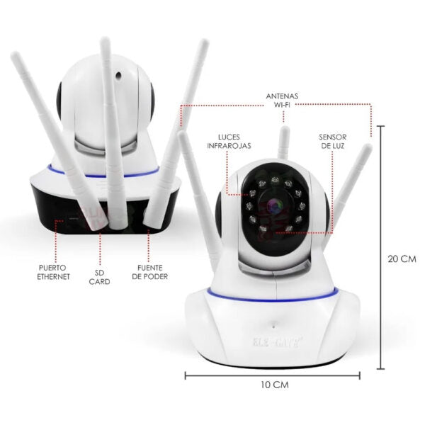 Camara Seguridad Ip 3 Antenas Wifi Full Hd Vision Nocturna Con Alarma Casa Oficina web243