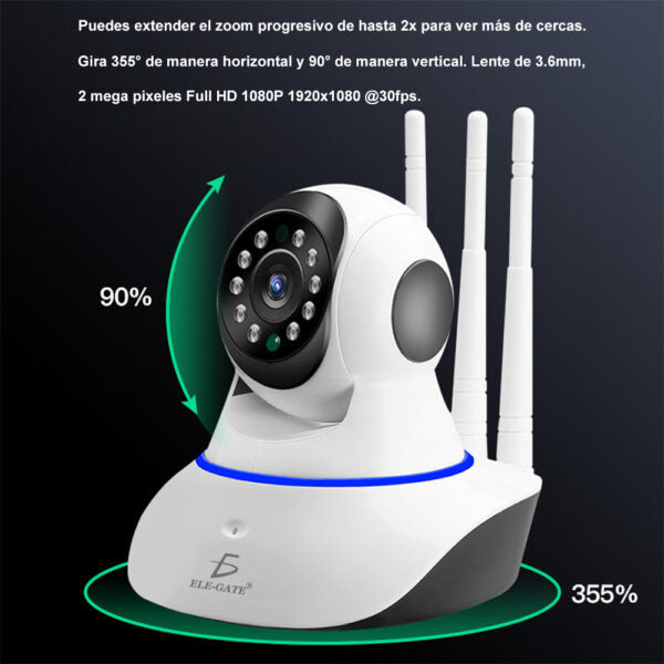 Camara Seguridad Ip 3 Antenas Wifi Full Hd Vision Nocturna Con Alarma Casa Oficina web243