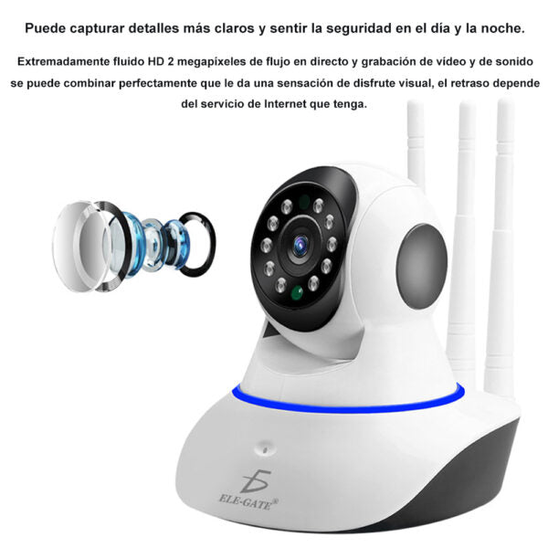 Camara Seguridad Ip 3 Antenas Wifi Full Hd Vision Nocturna Con Alarma Casa Oficina web243