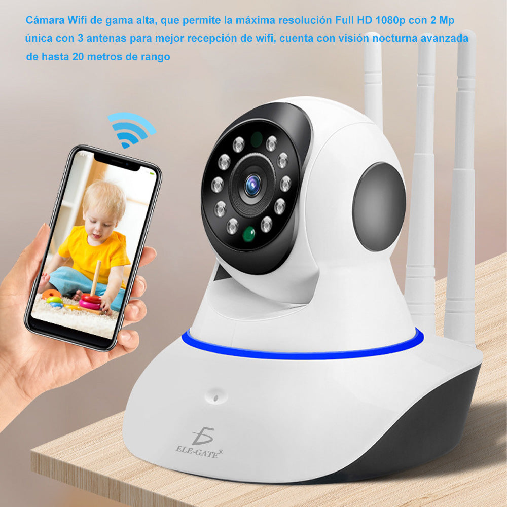 Camara Seguridad Ip 3 Antenas Wifi Full Hd Vision Nocturna Con Alarma Casa Oficina web243