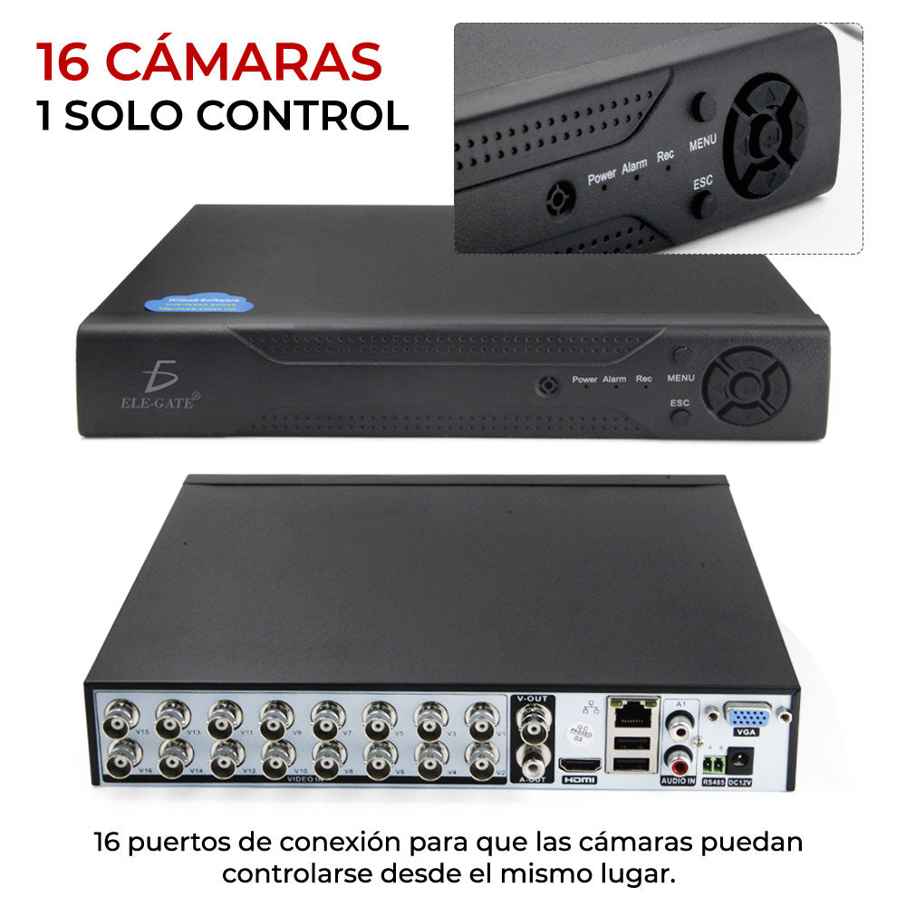 Kit Video Vigilancia 16 Cámaras 1MP Full hd 1080p Cctv WEB.47.16