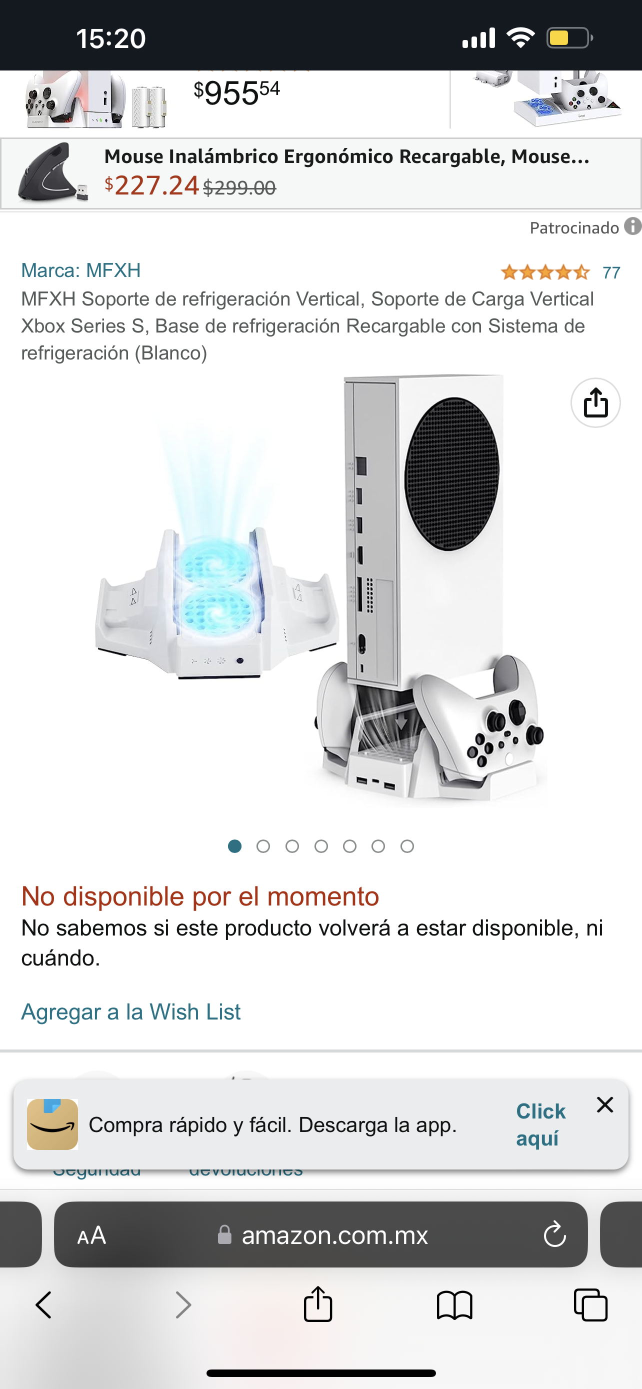 Soporte de refrigeración xbox series S con ventilador de 3 niveles